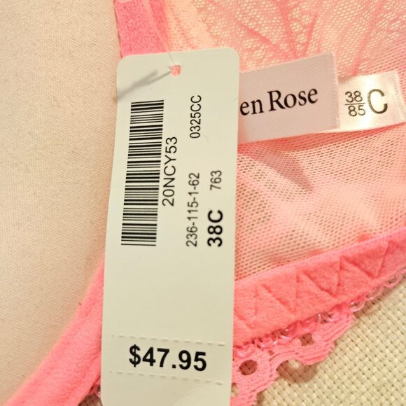 La Vie en Rose Pink Underwire Lace Bra - Size 38C - Picture 6 of 7
